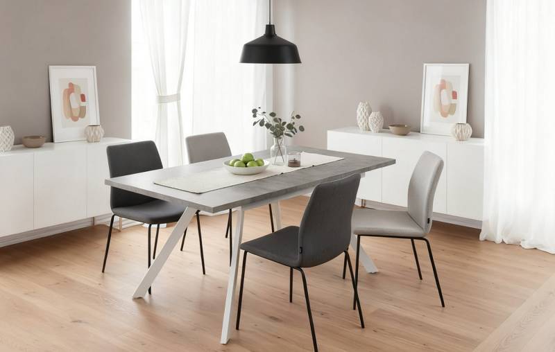 B&D home Esstisch Esstisch LIA, 4- Fuß Gestell, ausziehbar, 120-160cm, 4-6 Personen von B&D home