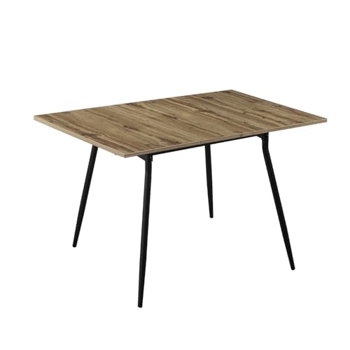 B&D home Esstisch Jonte, ausziehbar 80-120 x 80 cm, 4 Personen Küchentisch Holztisch mit Metallgestell für Esszimmer, Küche, modern Industrial Design, Eiche Optik, 11219-80-FS-EIDA von B&D home