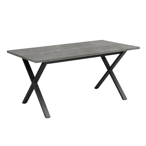 B&D home Esstisch Kiki | 140x80 cm für 4 Personen Esszimmertisch Küchentisch Holztisch mit Kreuzgestell schwarz | Industrial modern Design | Beton Optik, 11208-XG-140-BETO von B&D home