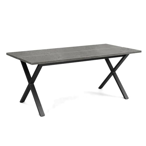 B&D home Esstisch Kiki | 160x90 cm für 4 Personen Esszimmertisch Küchentisch Holztisch mit Kreuzgestell schwarz | Industrial modern Design | Beton Optik, 11208-XG-160-BETO von B&D home