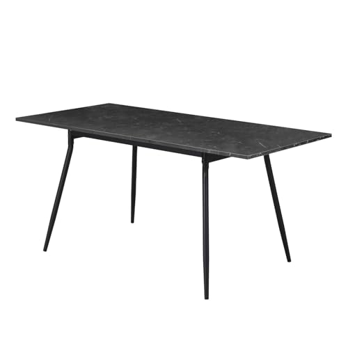 B&D home Esstisch LIO, ausziehbar 120-160 x 80 cm, 4-6 Personen Küchentisch Holztisch mit Metallgestell für Esszimmer, Küche, modern Design, Marmor Optik, 11219-120-FS-MSCH von B&D home
