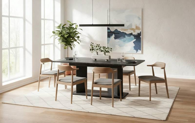 B&D home Esstisch MARA, 4-Fuß Gestell, ausziehbar, 120-160cm, 4-6 Personen von B&D home