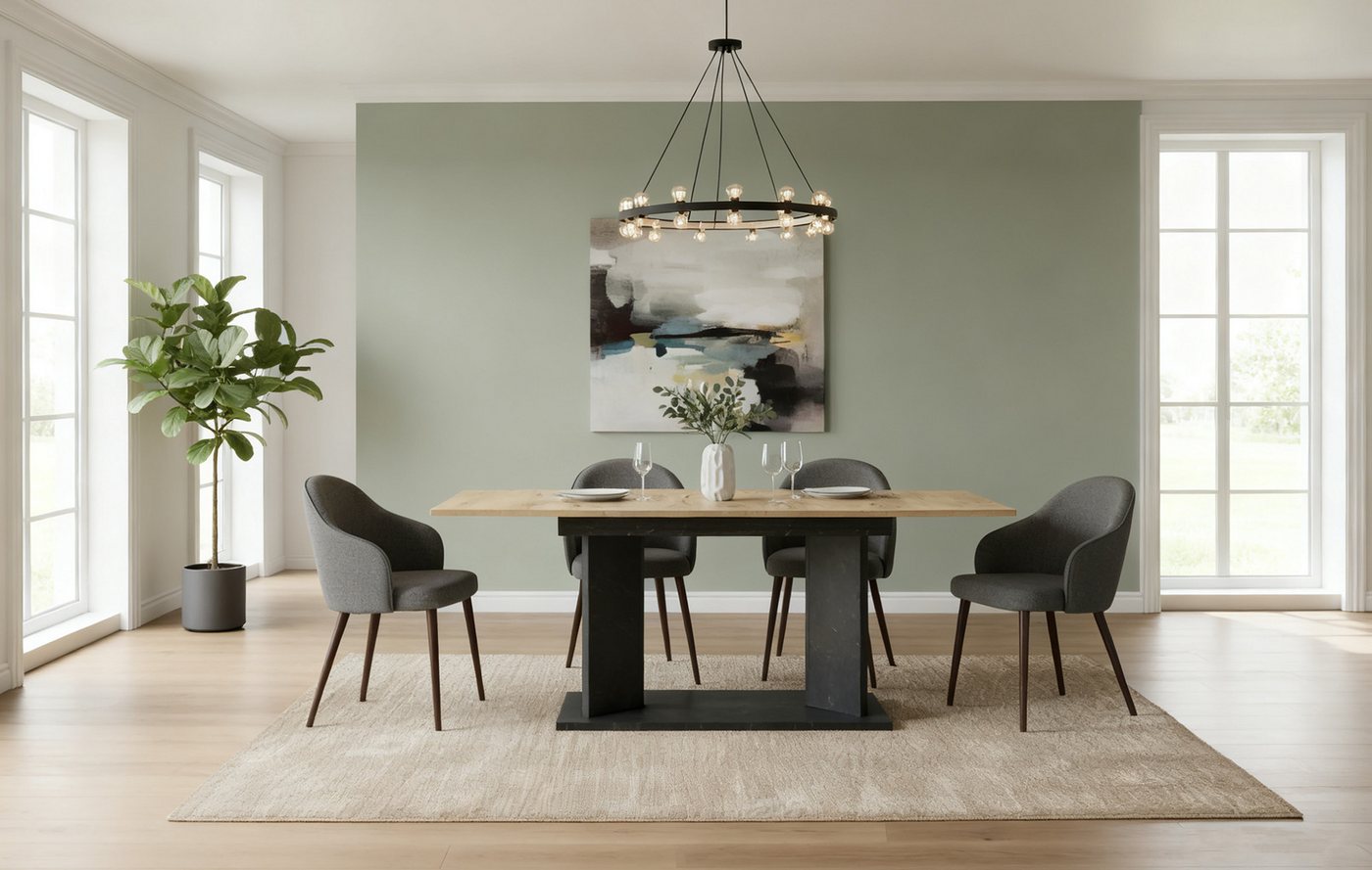 B&D home Esstisch MARA, 4-Fuß Gestell, ausziehbar, 120-160cm, 4-6 Personen von B&D home