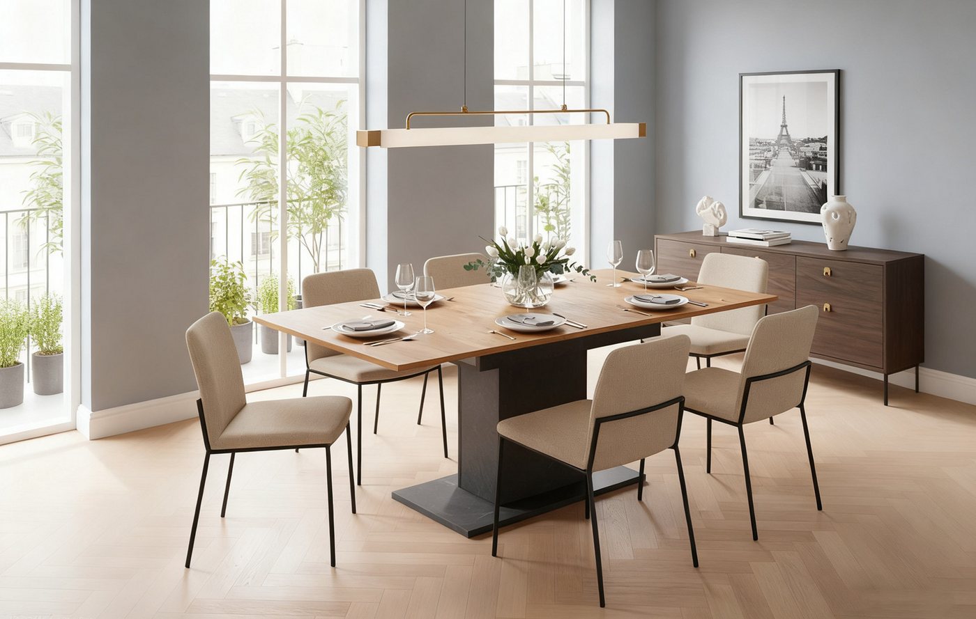 B&D home Esstisch MARA, 4-Fuß Gestell, ausziehbar, 120-160cm, 4-6 Personen von B&D home