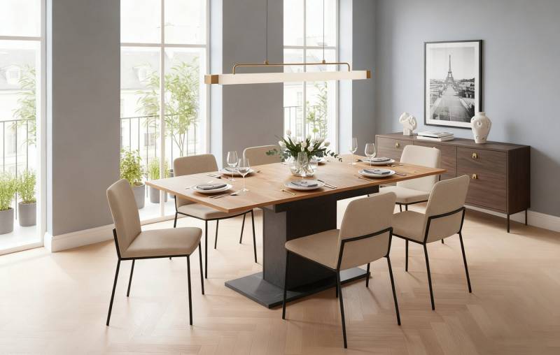 B&D home Esstisch MARA, 4-Fuß Gestell, ausziehbar, 120-160cm, 4-6 Personen von B&D home
