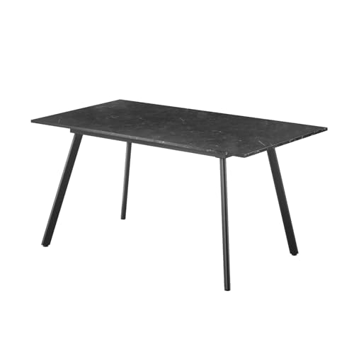 B&D home Esstisch MARA, ausziehbar 120-160x80 cm 4-6 Personen Küchentisch Holztisch mit Metallgestell für Esszimmer, Küche, skandinavisch modern Design, Marmor Optik schwarz, 11201-FS-MSCH von B&D home