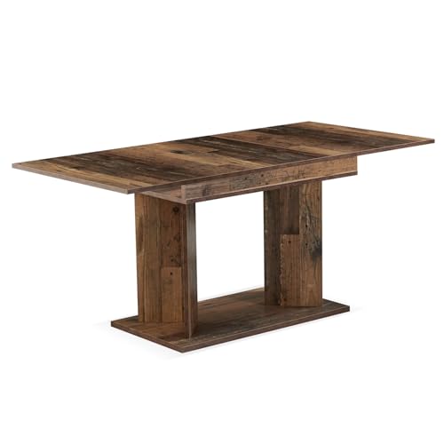 B&D home Esstisch Vivian, ausziehbar 120-160x80 cm 4-6 Personen Küchentisch Holztisch mit Säule für Esszimmer, Küche, skandinavisch modern Design, Texas-Eiche, 11201-VE-EITE von B&D home
