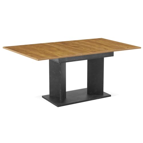 B&D home Esstisch Vivian, ausziehbar 120-160x80 cm 4-6 Personen Küchentisch Holztisch mit Säule für Esszimmer, Küche, skandinavisch modern Design, Wildeiche Marmor Optik, 11201-VM-EIWL B&D home Esstisch Vivian, ausziehbar 120-160x80 cm 4-6 Personen Küchentisch Holztisch mit Säule für Esszimmer, Küche, skandinavisch modern Design, Wildeiche Marmor Optik, 11201-VM-EIWL von B&D home