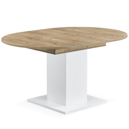 B&D home Esstisch WIM, 100-140x100cm | ausziehbarer Esszimmertisch Küchentisch Holztisch für Küche, Esszimmer | modern Design | Sandeiche mit weißer Säule, 11220-EISA-WEIS B&D home Esstisch WIM, 100-140x100cm | ausziehbarer Esszimmertisch Küchentisch Holztisch für Küche, Esszimmer | modern Design | Sandeiche mit weißer Säule, 11220-EISA-WEIS von B&D home