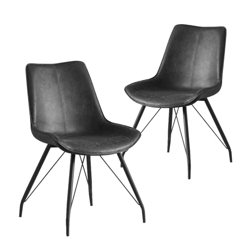 B&D home Esszimmerstühle MATS 2er Set, Polsterstuhl Küchenstuhl Metallbeine für Küche, Wohnzimmer, Esszimmer, Büro, Industrial modern Design, Wildleder Optik Anthrazit, 11122-ANTR-2 von B&D home