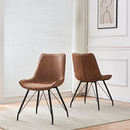 B&D home Esszimmerstühle MATS 2er Set | Polsterstuhl Küchenstuhl Metallbeine für Küche, Wohnzimmer, Esszimmer, Büro | Industrial modern Design | Wildleder Optik Braun, 11122-BRAU-2 von B&D home