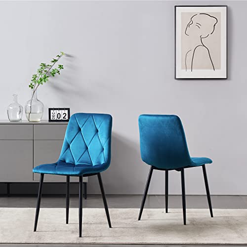 B&D home Esszimmerstühle VICKA 2er Set | Polsterstuhl Küchenstuhl für Küche, Esszimmer, Wohnzimmer, Büro | Industrial modern elegant Design | Samtstoff Petrol, 11120-PETR-2 von B&D home