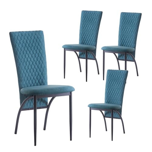 B&D home Esszimmerstühle THADDÄUS im 4er Set | Küchenstühle & Polsterstühle für Esszimmer, Wohnzimmer & Büro | Hochlehner Stühle mit bequemem Sitz | Modernes Design in Petrol | Stabil & pflegeleicht von B&D home