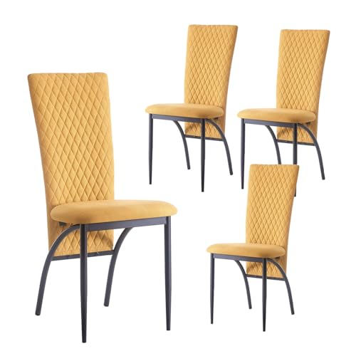 B&D home Esszimmerstühle THADDÄUS im 4er Set | Polsterstühle & Küchenstühle für Esszimmer, Wohnzimmer & Büro | Hochlehner Stühle mit bequemem Sitz | Modernes Design in Gelb | Stabil & pflegeleicht B&D home Esszimmerstühle THADDÄUS im 4er Set | Polsterstühle & Küchenstühle für Esszimmer, Wohnzimmer & Büro | Hochlehner Stühle mit bequemem Sitz | Modernes Design in Gelb | Stabil & pflegeleicht von B&D home
