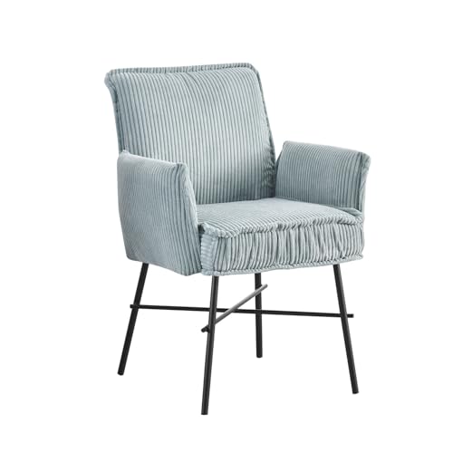 B&D home Esszimmerstuhl JÜRGEN, Schreibtischstuhl Polsterstuhl Loungesessel für Esszimmer, Wohnzimmer, Büro, Industrial modern elegant Design, Blau Cord, 11129-BLUE-1 von B&D home