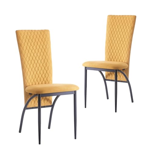 B&D home Esszimmerstühle THADDÄUS im 2er Set | Polsterstühle & Küchenstühle für Esszimmer, Wohnzimmer & Büro | Hochlehner Stühle mit bequemem Sitz | Modernes Design in Gelb | Stabil & pflegeleicht von B&D home