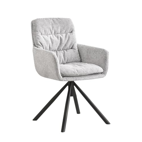 B&D home Esszimmerstuhl CAZAR, Loungesessel Drehstuhl Polsterstuhl für Esszimmer, Küche, Wohnzimmer, Büro, Industrial modern Retro Design, Grau, 1 Stück, 11123-GRAU-1 von B&D home
