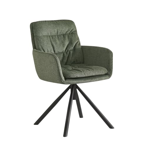 B&D home Esszimmerstuhl CAZAR, Loungesessel Drehstuhl Polsterstuhl für Esszimmer, Küche, Wohnzimmer, Büro, Industrial modern Retro Design, Grün, 1 Stück, 11123-GRUN-1 von B&D home