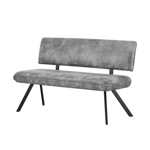 B&D home Sitzbank Juna, Esszimmerbank 140cm gepolstert mit Rückenlehne Metallgestell für Esszimmer, Flur, Garderobe, Industrial modern Design, Wildleder Optik Grau, 11310-140-GRAU von B&D home