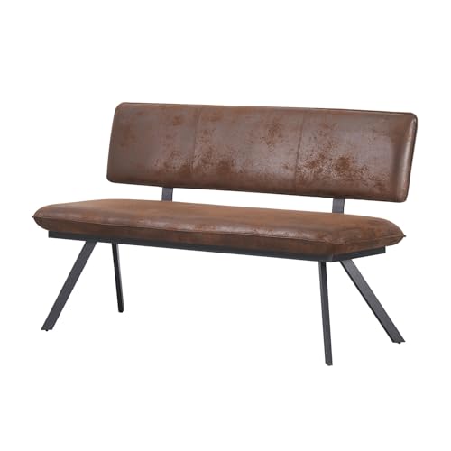 B&D home Sitzbank Juna | Esszimmerbank 160cm gepolstert mit Rückenlehne Metallgestell für Esszimmer, Flur, Garderobe | Industrial modern Design | Wildleder Optik Braun, 11310-160-BRAU von B&D home