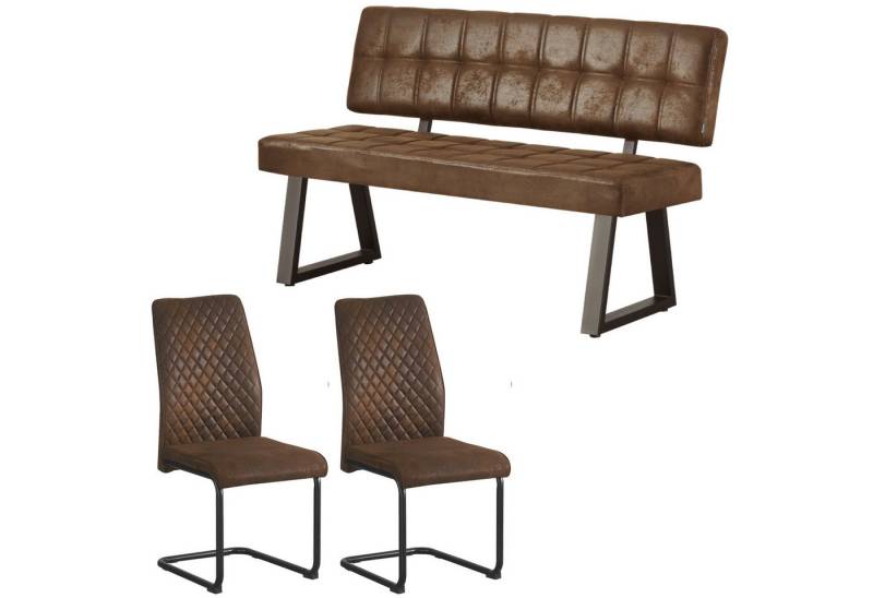 B&D home Sitzgruppe FRIDO, (3-tlg), gepolstert, mit Rückenlehne und 2 Stühle von B&D home