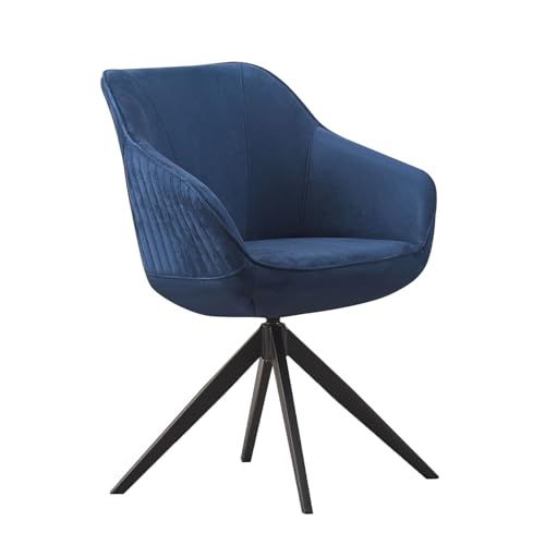 B&D home Esszimmerstuhl KATJA | Armlehnenstuhl Schreibtischstuhl Loungesessel Drehstuhl für Esszimmer, Wohnzimmer, Büro | Industrial modern Design | Blau, 1 Stück, 11127-BLAU-1 von B&D home