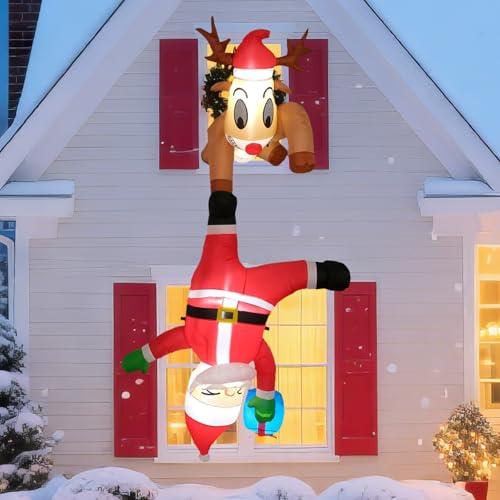 B&D Aufblasbare Weihnachtsdekoration, Rentier fangen Weihnachtsmann mit Tasche, eingebaute LED-Lichter, aufblasbar für Weihnachtsfeier, Outdoor, Urlaub, Hof, Rasendekoration B&D Aufblasbare Weihnachtsdekoration, Rentier fangen Weihnachtsmann mit Tasche, eingebaute LED-Lichter, aufblasbar für Weihnachtsfeier, Outdoor, Urlaub, Hof, Rasendekoration von B&D