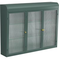 Badezimmerschrank hängend, elegantes Wandregal dunkelgrün 90x20x70 cm, Glasfrontwandregal 3 Türen, Elegantes Design, Vielseitiger Stauraum   Aosom.de von B&F