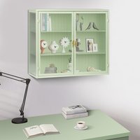 Wandschrank mit Glasfront, moderne Schmuckaufbewahrung 70x23x60 cm für Flur, Wohnzimmer, Bad, Esszimmer, Grün   Aosom.de von B&F