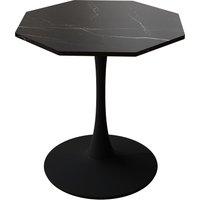 Kaffeetisch, moderner Oktagon MDF Tischplatte mit Metallbasis, abgerundete Ecken für Sicherheit, einfache Montage, bis 100 kg, 80×74×73 cm, Schwarz von B&F