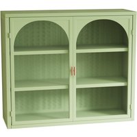 Wandschrank, Modedesign, Glastüren, Zwei-Tür mit Drei Ebenen-Stauraum, jede Schicht trägt 5 kg, einfache Montage, Glas, Metall, 70 × 23 × 60 cm, Grün von B&F