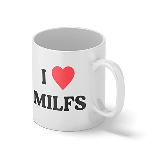 I heart Love Milfs Weiße Kaffeetasse Mug von B&S Boutique