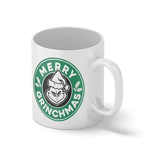 Merry Grinchmas Grinch inspired horror christmas coffee Weiße Kaffeetasse Mug von B&S Boutique