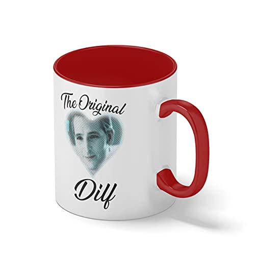 The Original DILF Carlisle Cullen Twilight Saga Merch Weiße Kaffeetasse Mug mit roten Felgen und Griff von B&S Boutique