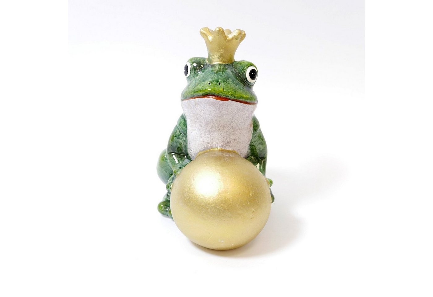 B&S Dekofigur Froschkönig grün Dekofigur mit goldfarbener Kugel 22 cm von B&S