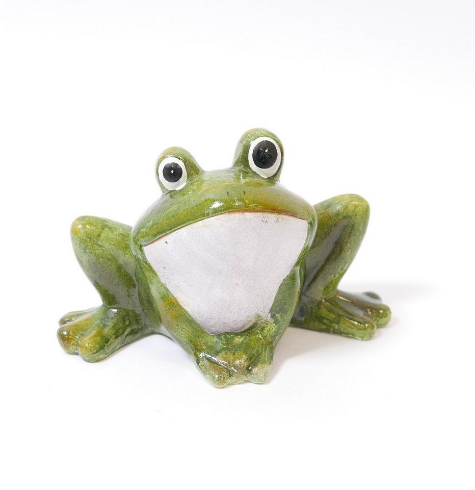 B&S Dekofigur Gartenfigur Frosch grün Keramik Dekofigur Gartendekoration Höhe 13 cm von B&S