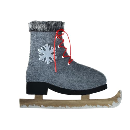 B & S Dekohänger Schlittschuh aus Filz und Holz mit Schneeflocke von B & S