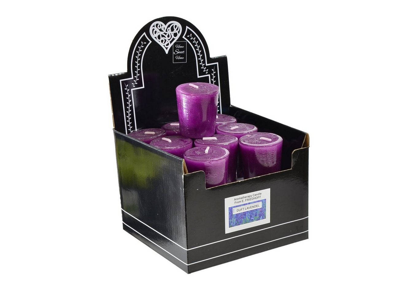 B&S Duftkerze Votiv - Duftkerze 18er Karton intensiv duftend Lavendel von B&S