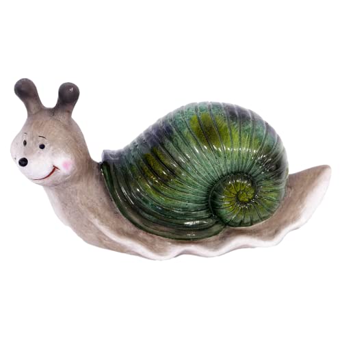 B & S Gartenfigur Schnecke grau/grün Keramik Dekofigur Gartendekoration 18 cm von B & S