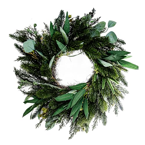 B & S Künstlicher Eukalyptus Tannen Kranz Grün Türkranz Ø 40 cm von B & S