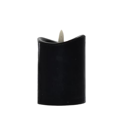 B & S LED Echtwachskerze 12,5 x Ø 9 cm mit Flackerflamme und Timer (Schwarz) von B & S