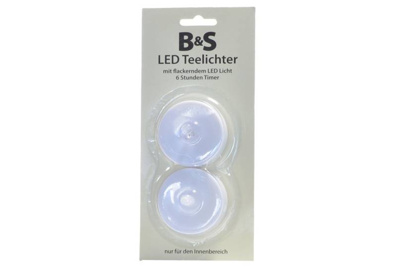 B&S LED-Kerze 2 LED Kerzen Ø 5,5 cm Kunststoff weiß mit Flackereffekt von B&S