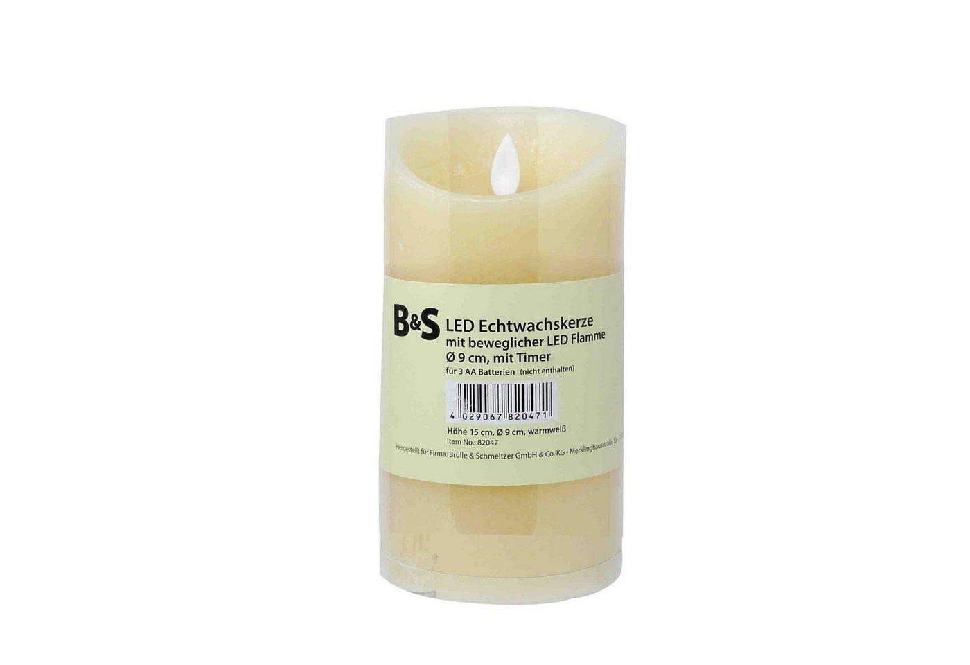 B&S LED-Kerze LED Echtwachskerze elfenbein bewegliche Flamme und Timer H:15 x Ø 9 cm B&S LED-Kerze LED Echtwachskerze elfenbein bewegliche Flamme und Timer H:15 x Ø 9 cm von B&S