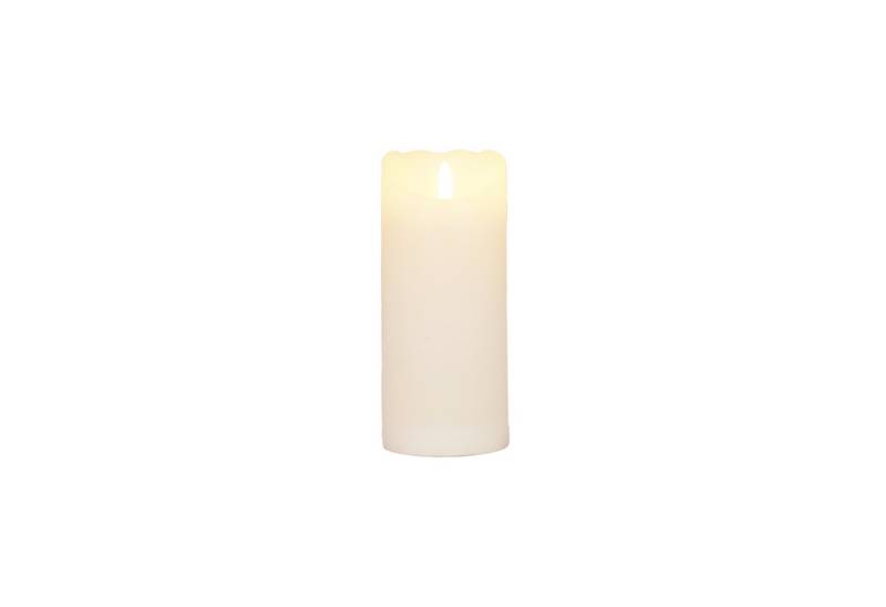 B&S LED-Kerze LED Echtwachskerze weiß mit flackereffekt und Timer H:10 x Ø 7.5 cm von B&S