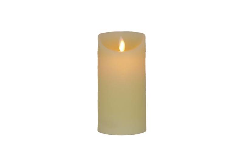 B&S LED-Kerze LED Echtwachskerze weiß mit flackereffekt und Timer H:9.5 x Ø 7.5 cm von B&S