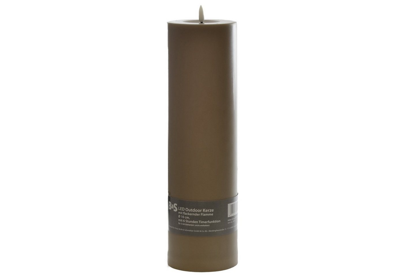 B&S LED-Kerze LED Kunststoffkerze Outdoor taupe 35 x Ø 10 cm Flackerflamme / Timer B&S LED-Kerze LED Kunststoffkerze Outdoor taupe 35 x Ø 10 cm Flackerflamme / Timer von B&S