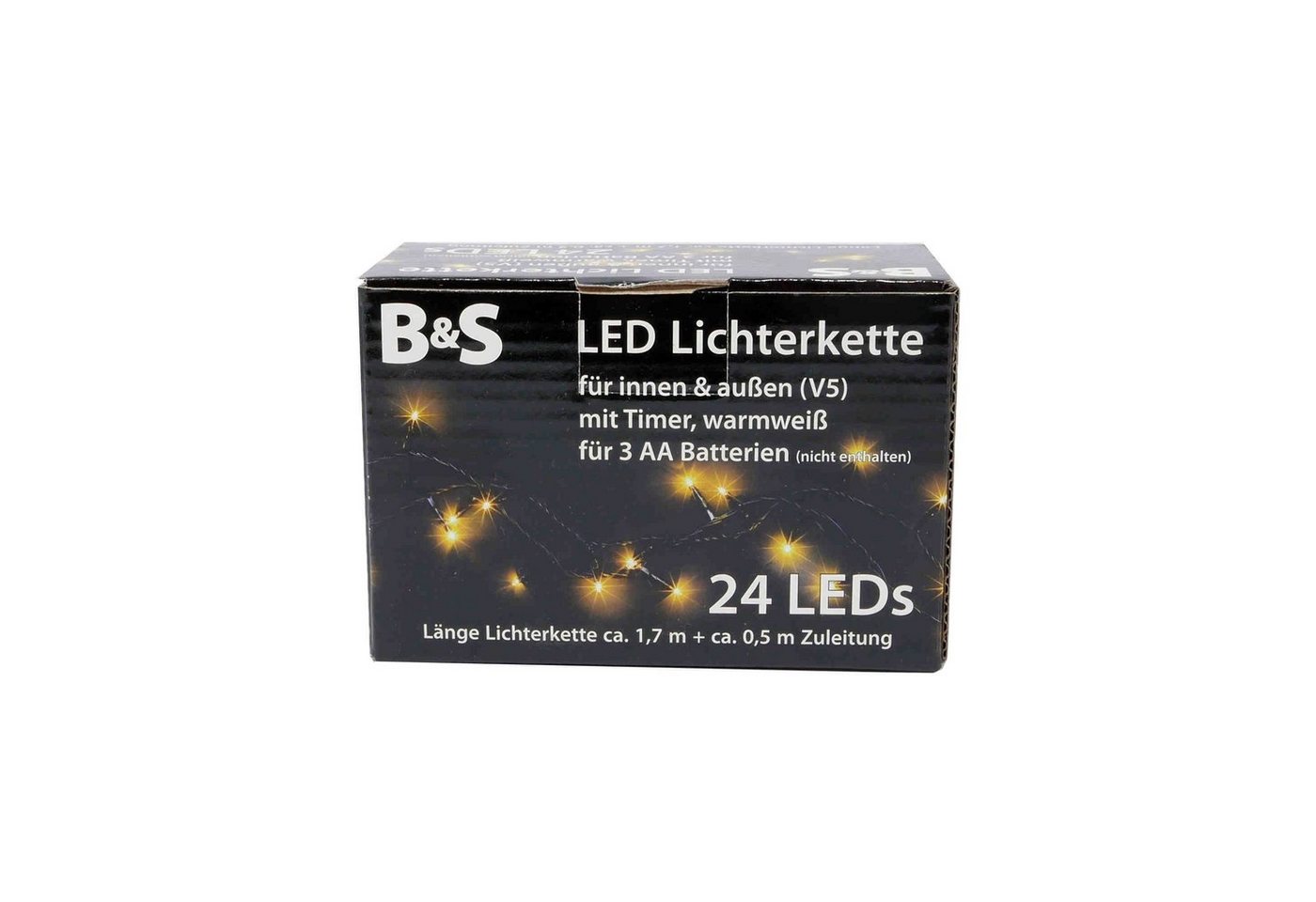 B&S LED-Lichterkette LED Batterie Lichterkette mit 24 LEDs warmweiß Innenbereich von B&S