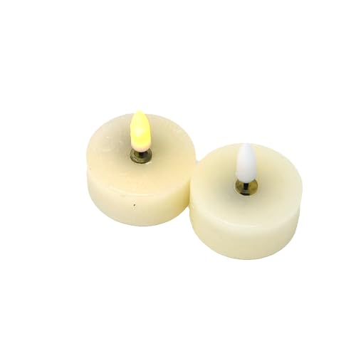 B & S LED Teelichter Echtwachs Flackereffekt 2er Set Creme Rund Ø 4,5 cm von B & S