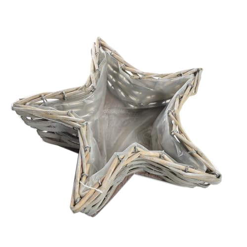 B & S Pflanzkorb Blumenkorb Stern mit Innenfolien 24 x 24 cm von B & S