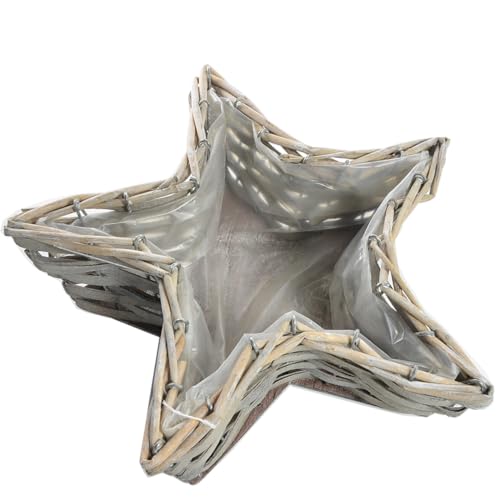 B & S Pflanzkorb Blumenkorb Stern mit Innenfolien 34 x 34 cm von B & S